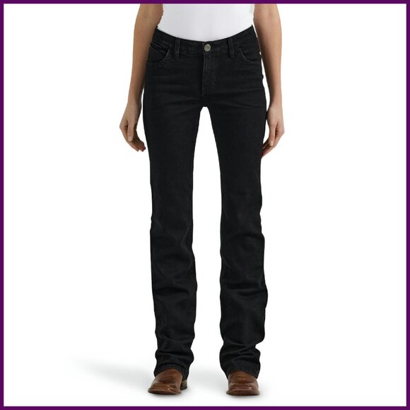 Premium Patch Mae Mid Rise Boot Cut Riding Jeans Performance Fit